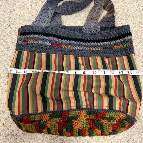 shoulder bag Hand made knitted upcycled shoulder bag - Picture 11 of 12